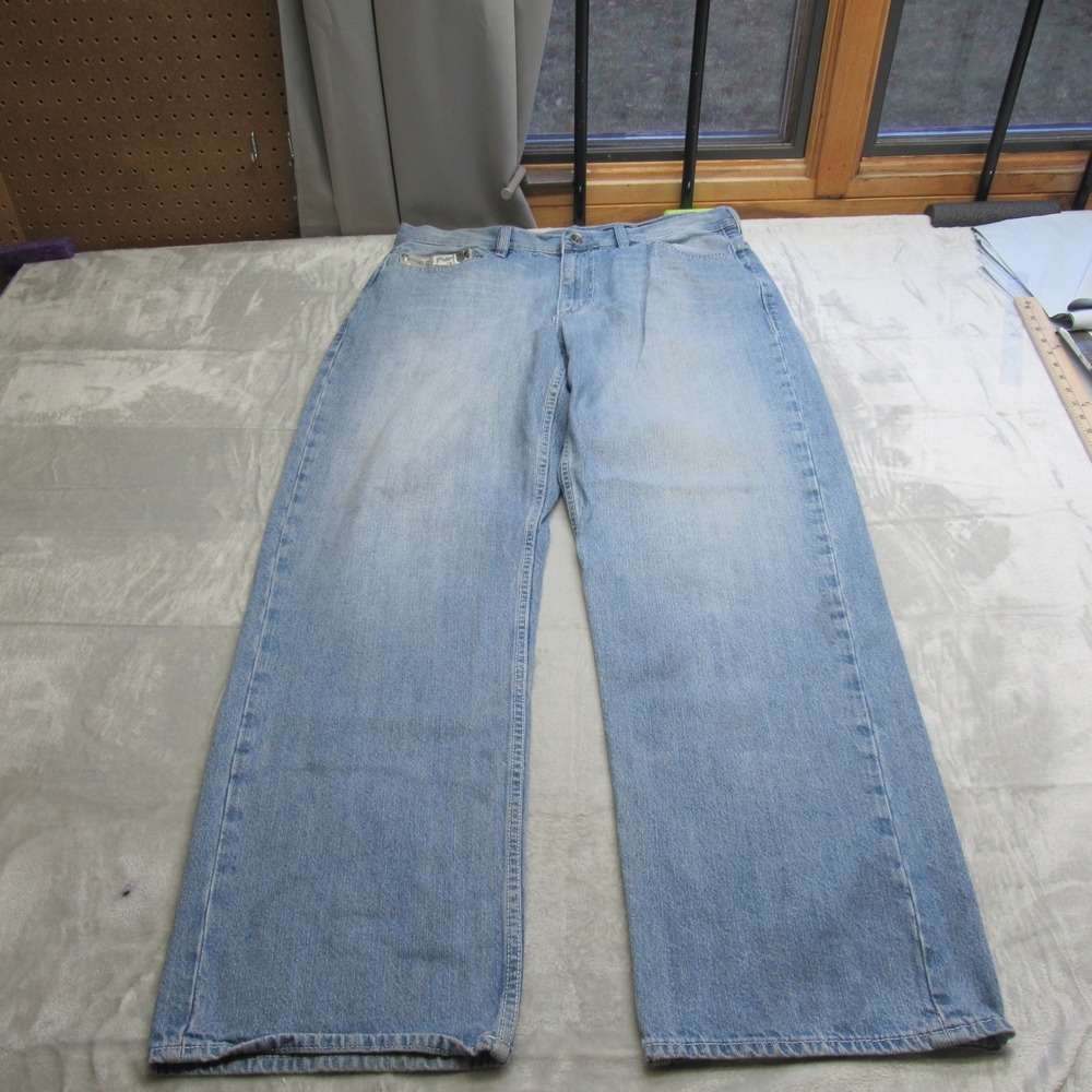 Ecko Baggy Jeans Mens 38x33 Blue Denim Fit Light Wash Wide Leg Skate Y2K Relaxed